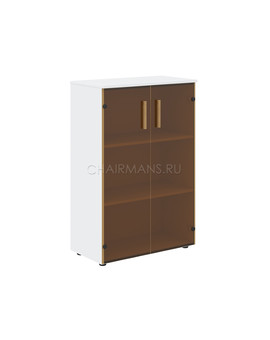 Шкаф со стеклянными дверьми и топом Skyland FORTA FMC 80.2 прозрачное/белый премиум/дуб гамильтон, изображение 1