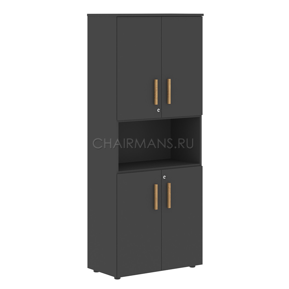 Шкаф с 2-мя комплектами малых дверей и топом Skyland FORTA FHC 80.4(Z) черный графит