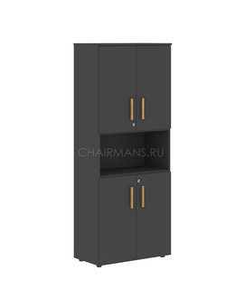 Шкаф с 2-мя комплектами малых дверей и топом Skyland FORTA FHC 80.4(Z) черный графит, изображение 1