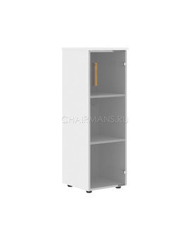 Шкаф колонка с стеклянной дверью и топом Skyland FORTA FMC 40.2 прозрачный/белый премиум, изображение 1