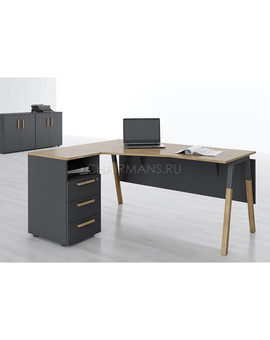 Стол компьютерный Skyland FORTA FCT 1567(R) черный графит/черный графит-бук, изображение 2