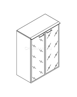 Шкаф со стеклянными дверьми в алюминевой рамке с топом Skyland WAVE WMC 85.7 бук тиара, изображение 2