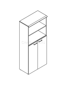 Шкаф с глухими средними дверьми и топом Skyland WAVE WHC 85.6 бук тиара, изображение 2