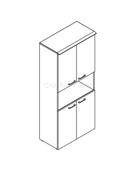 Шкаф с 2-мя комплектами глухих малых дверей и топом Skyland WAVE WHC 85.4 дуб сонома, изображение 2