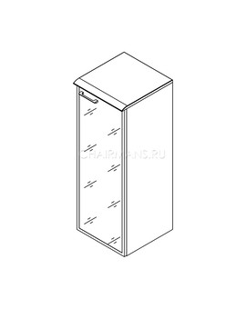 Шкаф колонка с стеклянной дверью в алюминиевой раме и топом Skyland WAVE WMC 42.7(R) дуб сонома, изображение 2