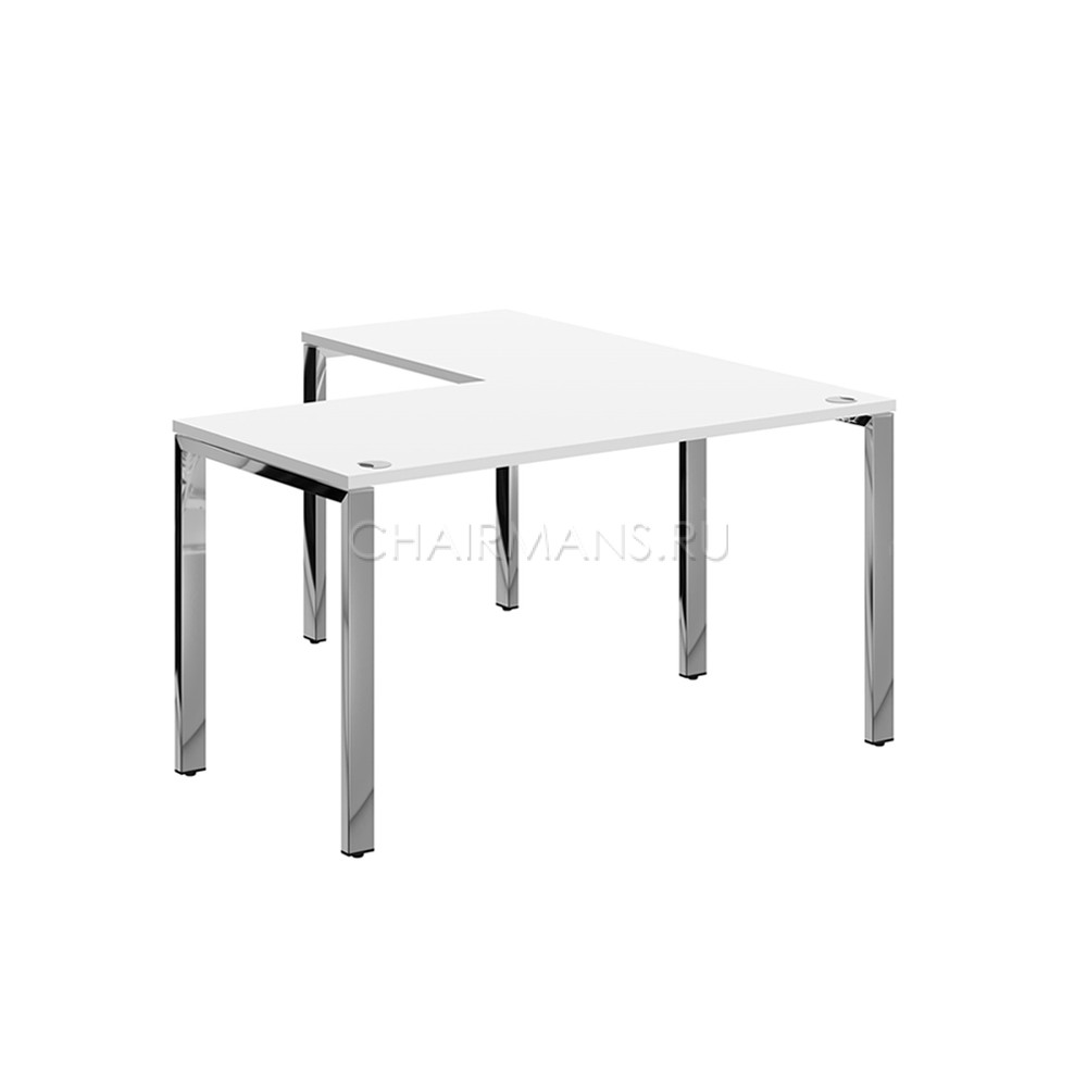 Кликните для увеличения изображения Стол угловой Skyland XTEN GLOSS XGCT 1415.1 белый/нержавеющая сталь
