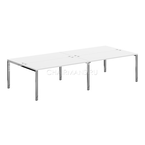Стол 4-х местный Skyland XTEN GLOSS XGWST 3214.1 белый/нержавеющая сталь