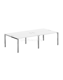 Стол 4-х местный Skyland XTEN GLOSS XGWST 2814.1 белый/нержавеющая сталь, изображение 1