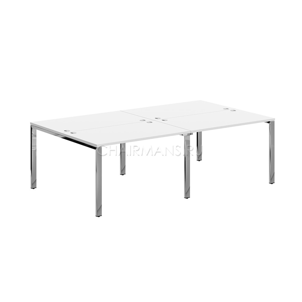 Кликните для увеличения изображения Стол 4-х местный Skyland XTEN GLOSS XGWST 2414.1 белый/нержавеющая сталь