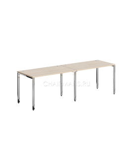Стол 2-х местный Skyland XTEN GLOSS XGWST 2470 бук тиара/нержавейка, изображение 1