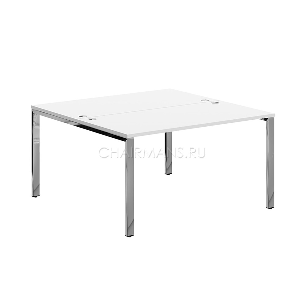 Кликните для увеличения изображения Стол 2-х местный Skyland XTEN GLOSS XGWST 1414.1 белый/нержавеющая сталь