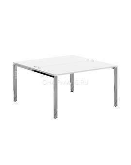 Стол 2-х местный Skyland XTEN GLOSS XGWST 1414.1 белый/нержавеющая сталь, изображение 1