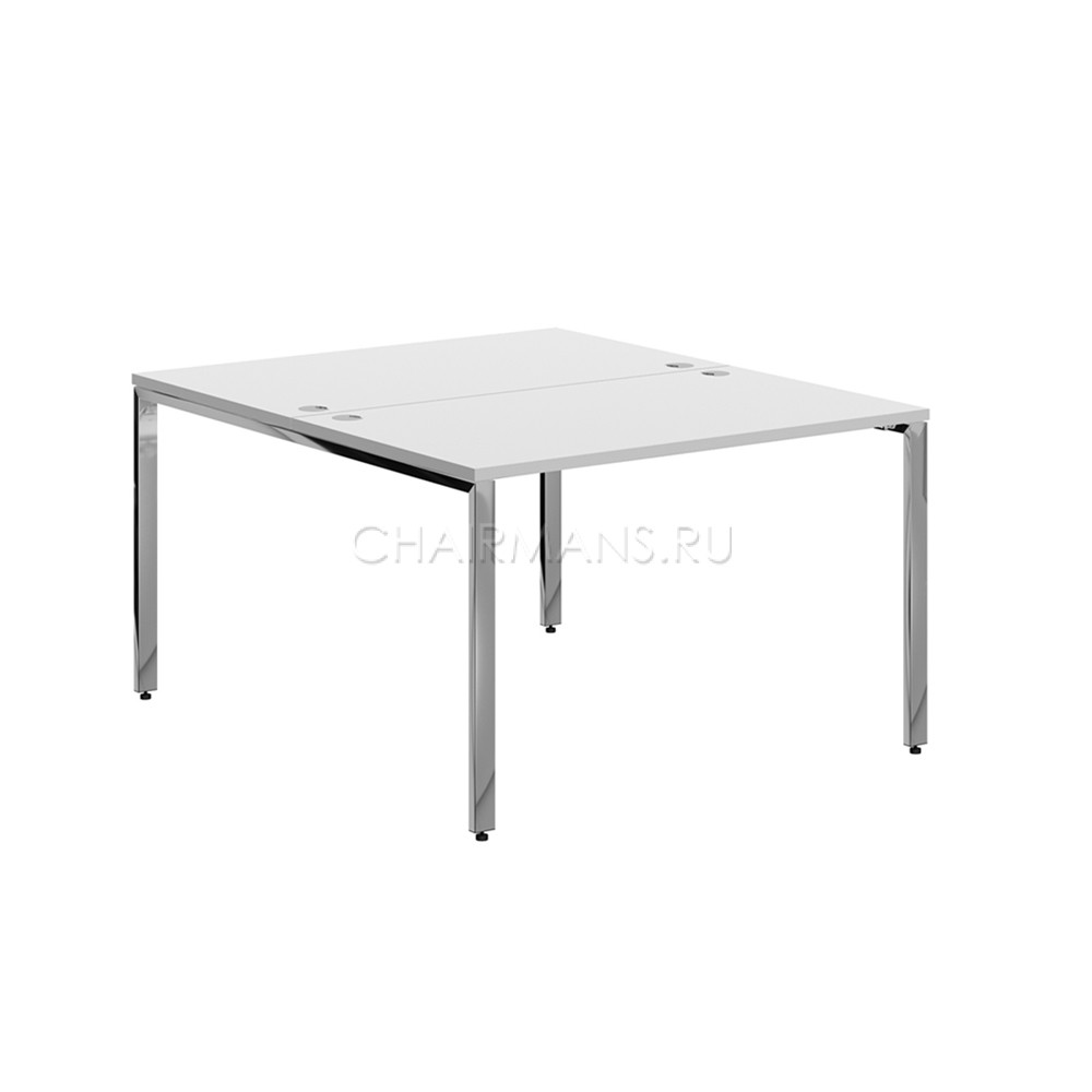 Кликните для увеличения изображения Стол 2-х местный Skyland XTEN GLOSS XGWST 1214 белый/нержавейка