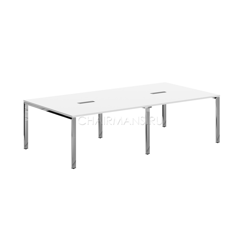 Кликните для увеличения изображения Конференц стол Skyland XTEN GLOSS XGSCT 2714.1 белый/нержавеющая сталь